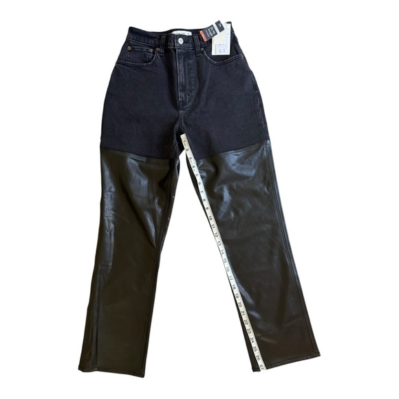 Abercrombie & Fitch Mixed Fabric 90s Straight Ultra High Rise Pants 26 Short - Picture 9 of 12